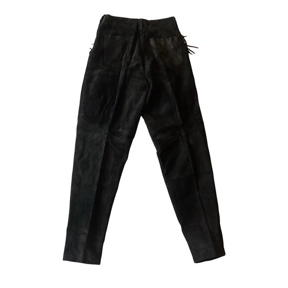 Black Suede Leather Western Pants - Picture 6 of 6